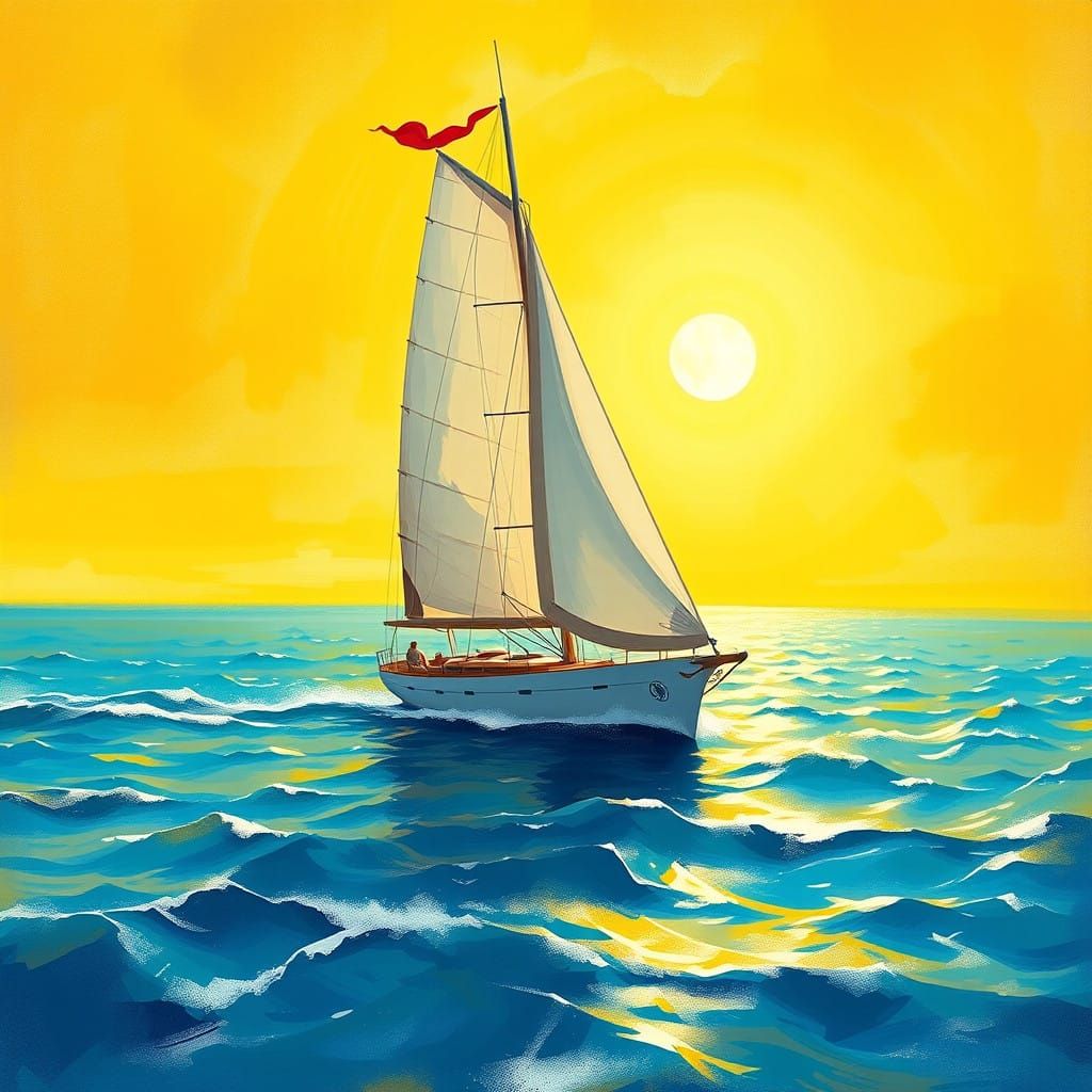 Majestic Sailing Yacht on a Bright Blue Ocean