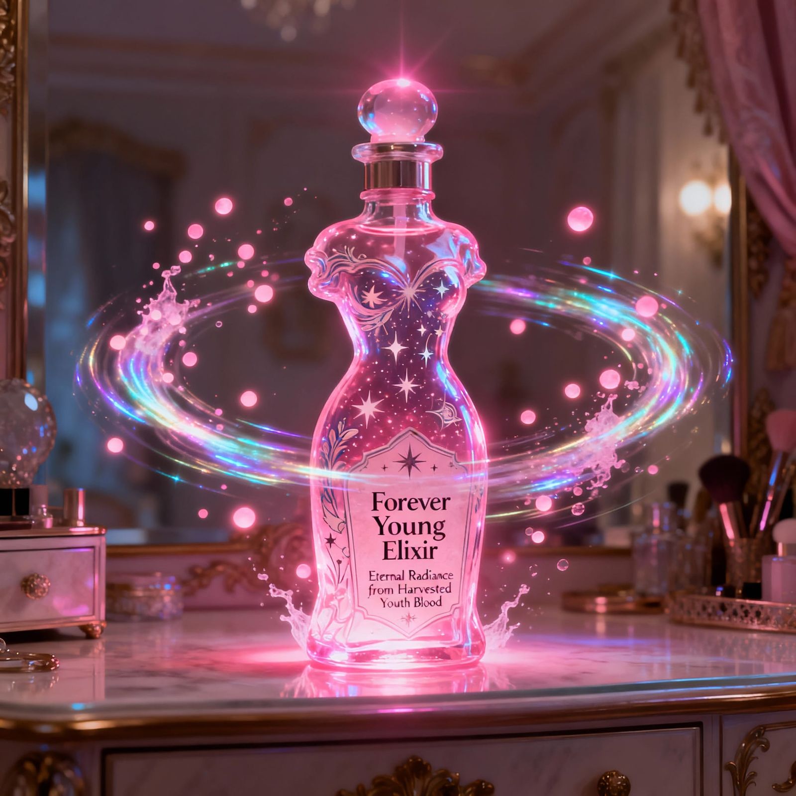 Glow Bottle of Forever Young Elixir with Celestial Motifs