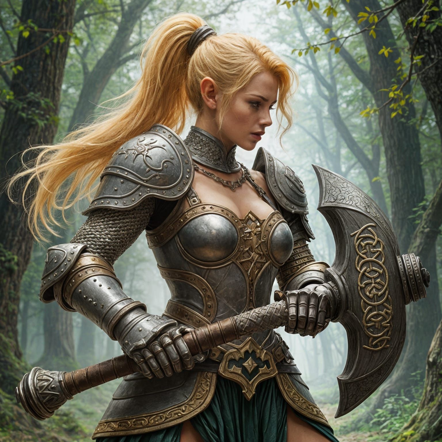 Epic Fantasy Warrior in Chainmail Armor