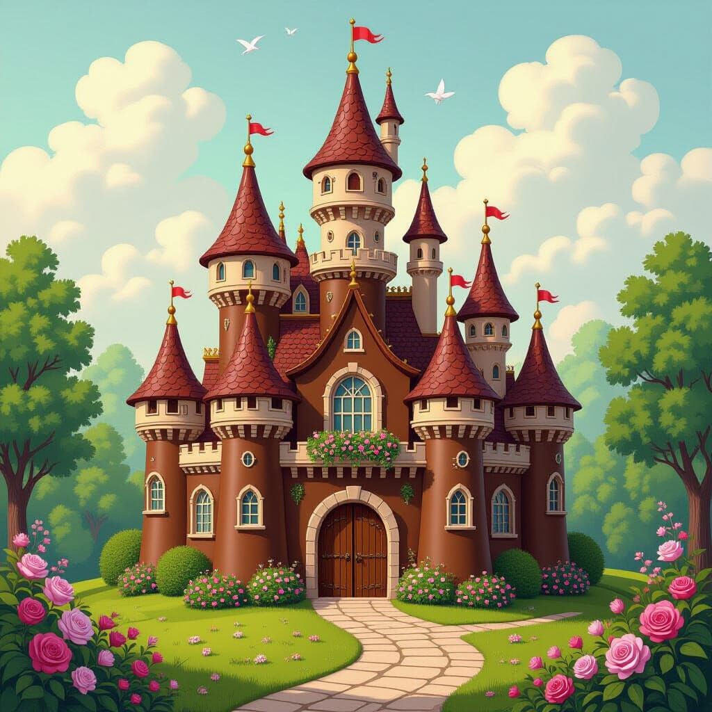 Whimsical Chocolate Castle in Pop Surrealist Style