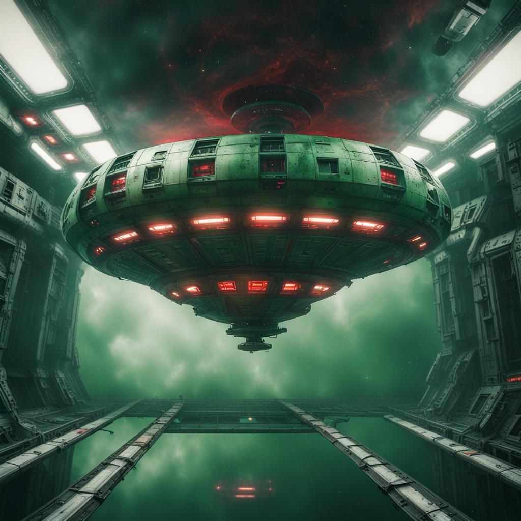 Haunted Starship in Murky Galaxy, Cinematic Film Still