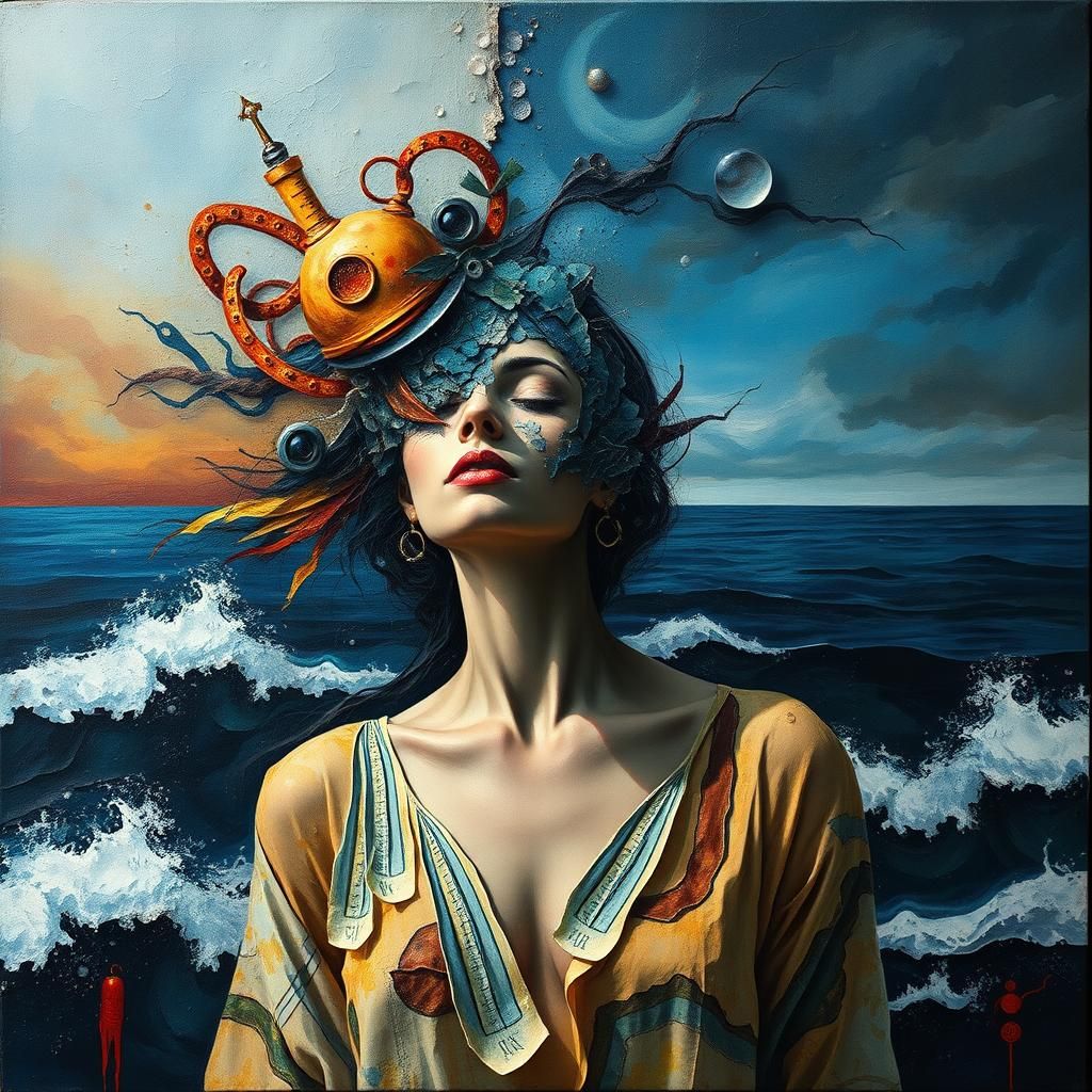 Abstract Expressionism: Mysterious Woman in Mixed Media