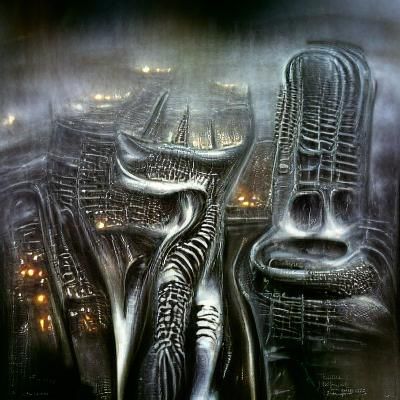 Cityscape in Giger Style