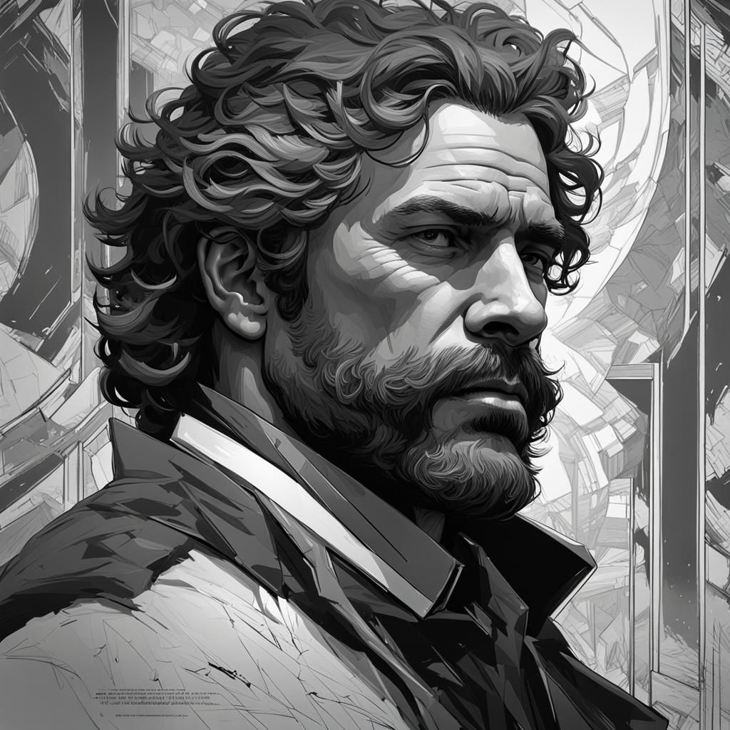 Monochrome Portrait of a Man Deep in Thought