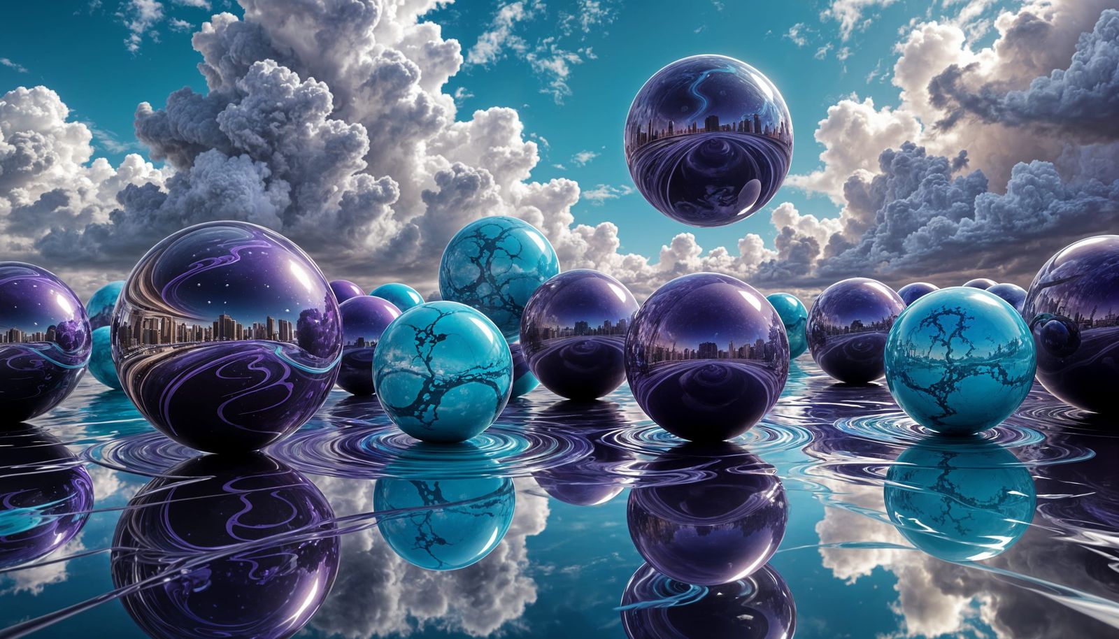Spheres in dark purple and turquoise