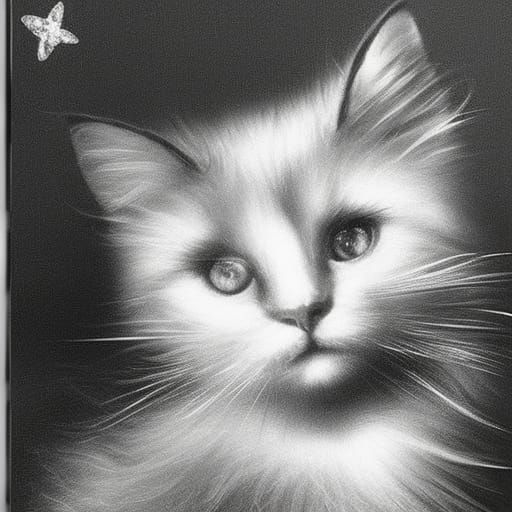 Monochromatic Cat Play: Hyperdetailed Silver Ornament Illust...