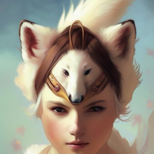 Woman with Fox Mask in Fragonard Style