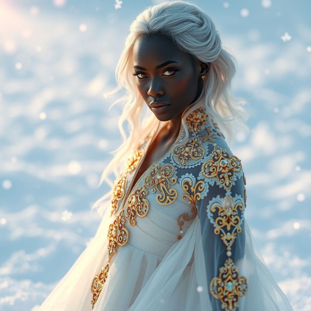 Ethereal Woman in Winter Wonderland: Digital Art
