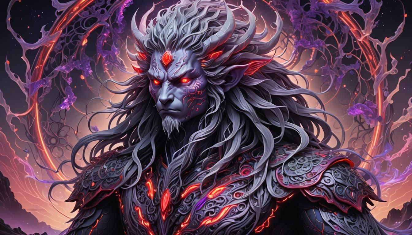 Neon Aura God in 3D Anime Art Style