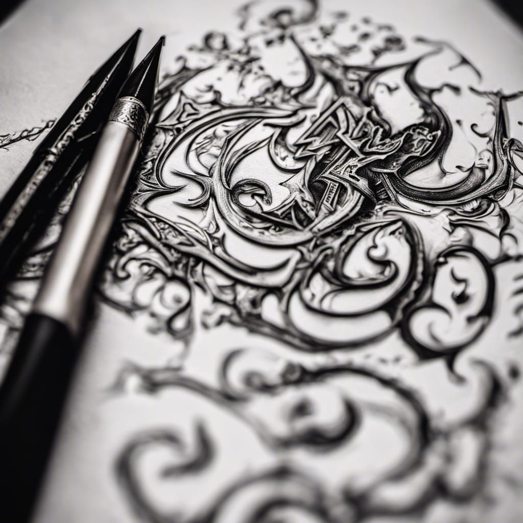 Hyperrealistic Calligraphy: Devil's Advocate in Black Paint