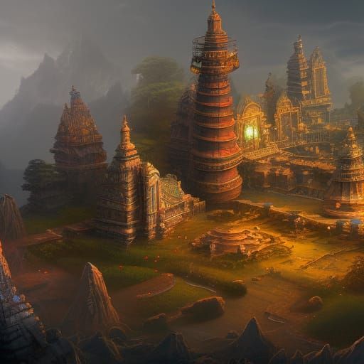 Fantastical Dwaraka Matte Painting in Unreal Engine 5
