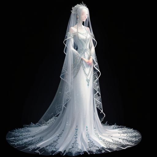 Ethereal Ghost Portrait in Flowing White Gown