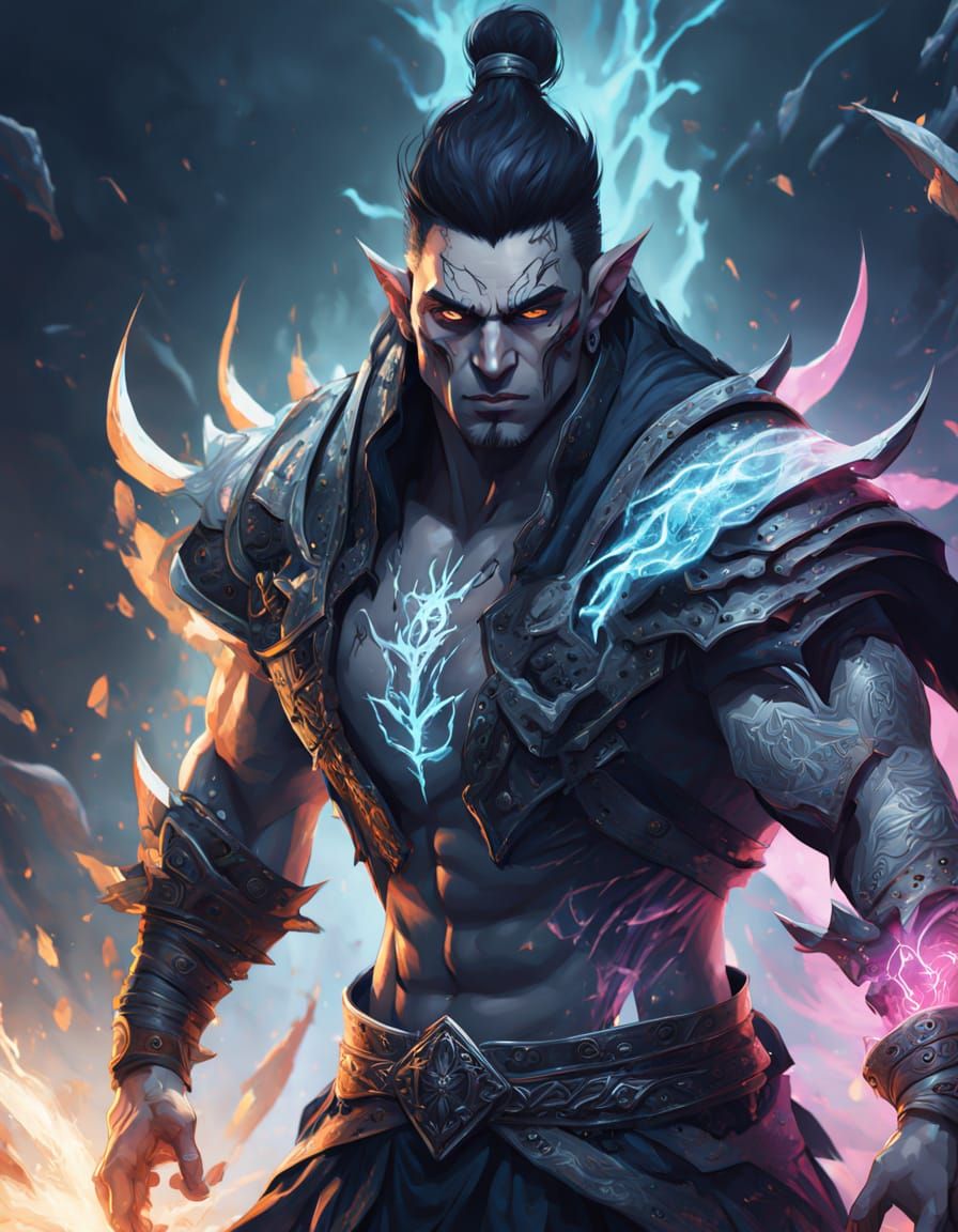 Half-Elf Necromancer Concept Art in Hyperrealistic Style