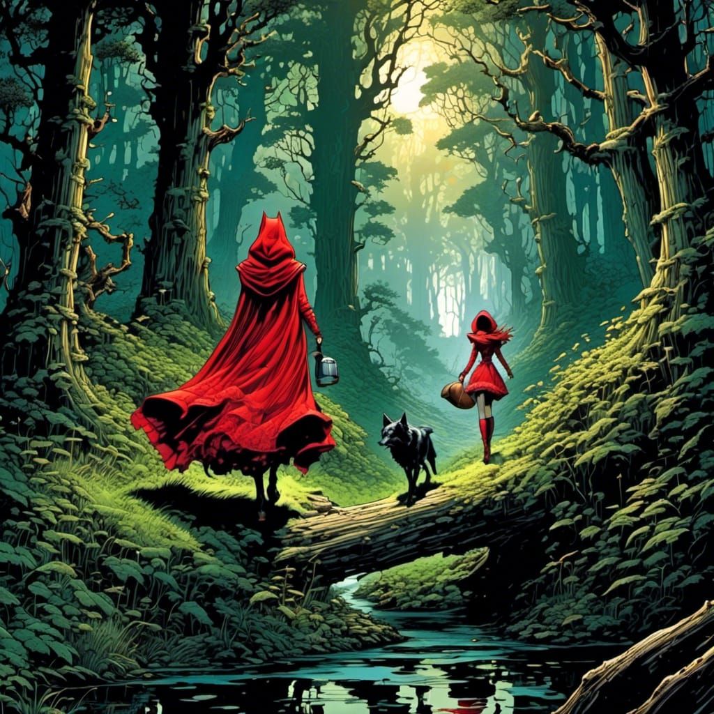 Red Riding Hood in the Woods: Comic Book Art
