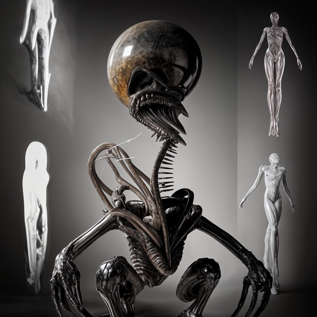 Hyperrealistic Xenomorph in Smokey Alien Meeting Place