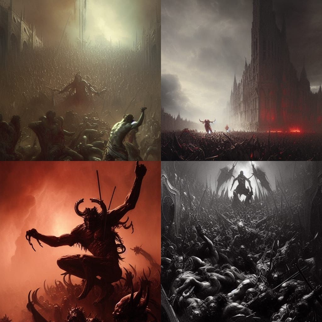 Epic Demon Battlefield Carnage in Horror Style