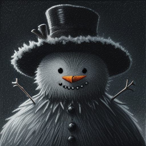 Gothic Snowman in Moonlit Winter Night