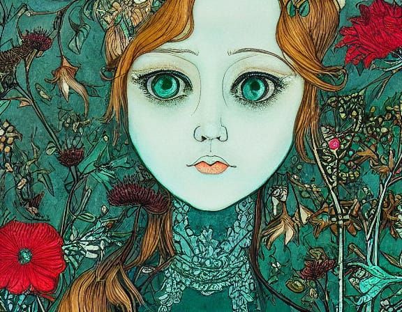 Enchanting Portrait of a Young Girl Amidst Wildflowers