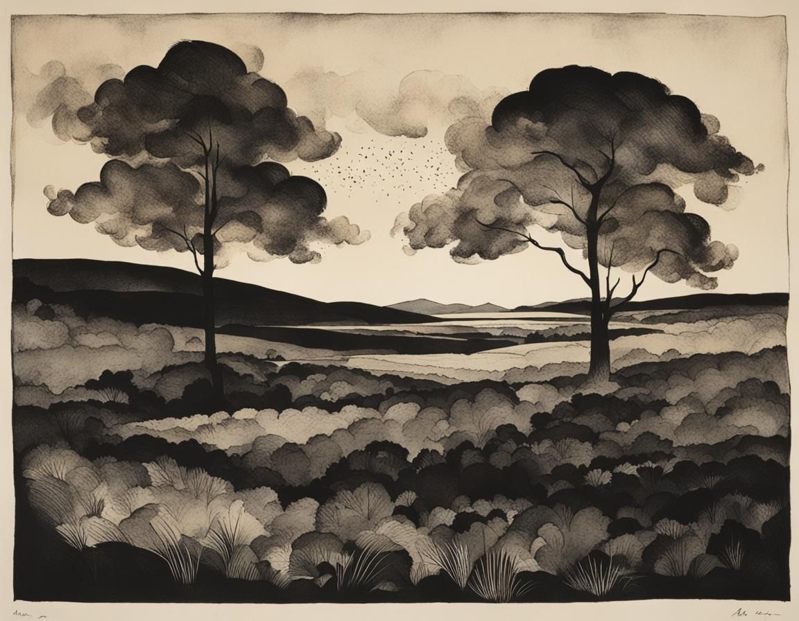 Landscape in Aquatint Style