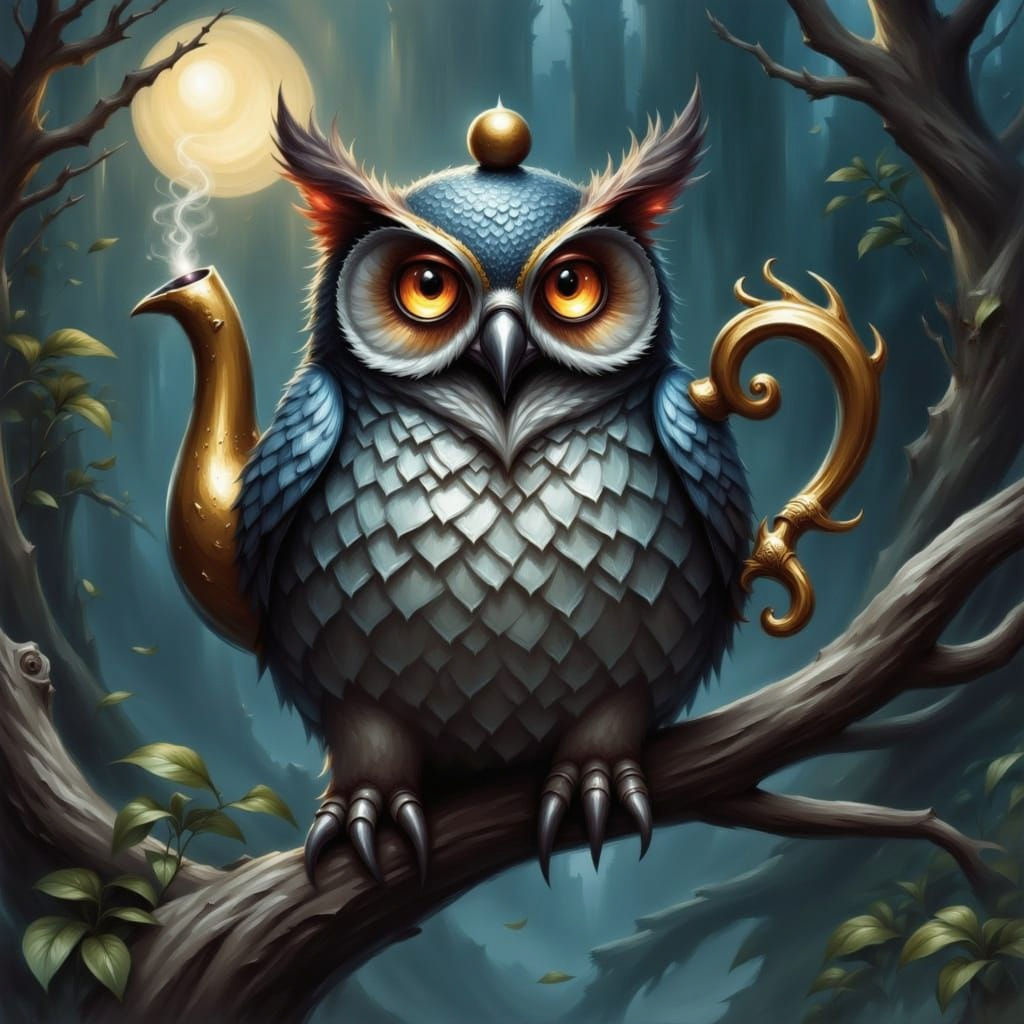 Enchanted Owl Teapot in Moonlit Forest