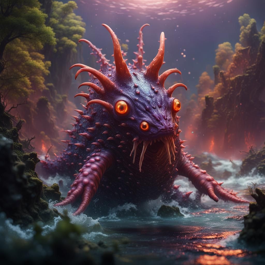 Sea Slug Kaiju Fantasy Concept Art