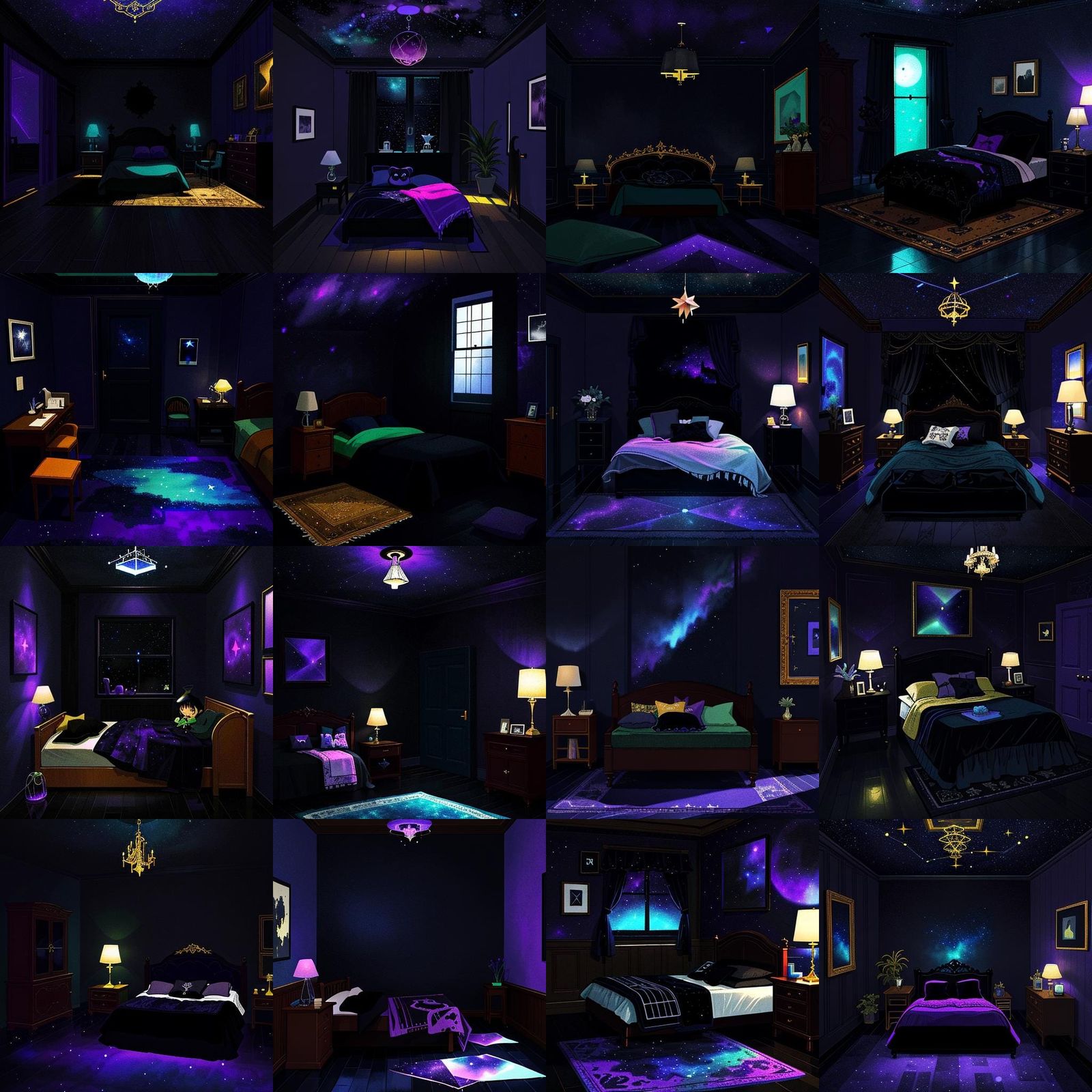 Vibrant Kid's Bedroom with Starry Walls in Art Deco Style