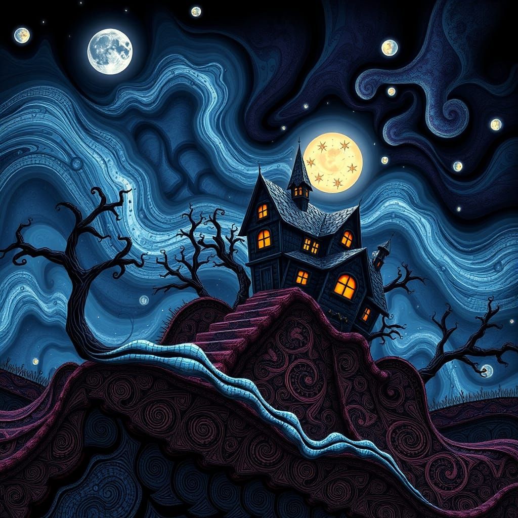 Ethereal Family Portrait in Fractal Darkness