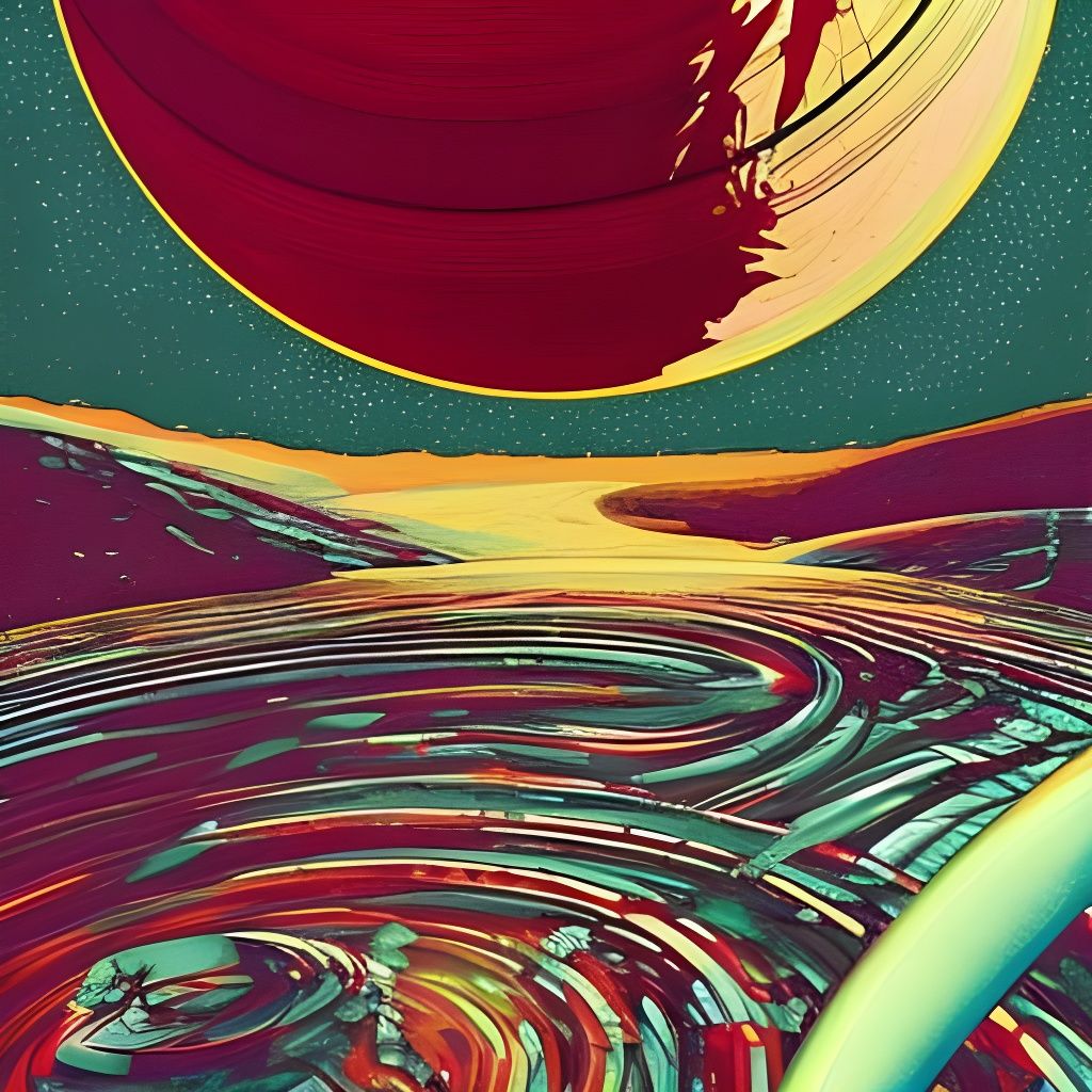 Saturn Rings with Sci-Fi Horror Objects