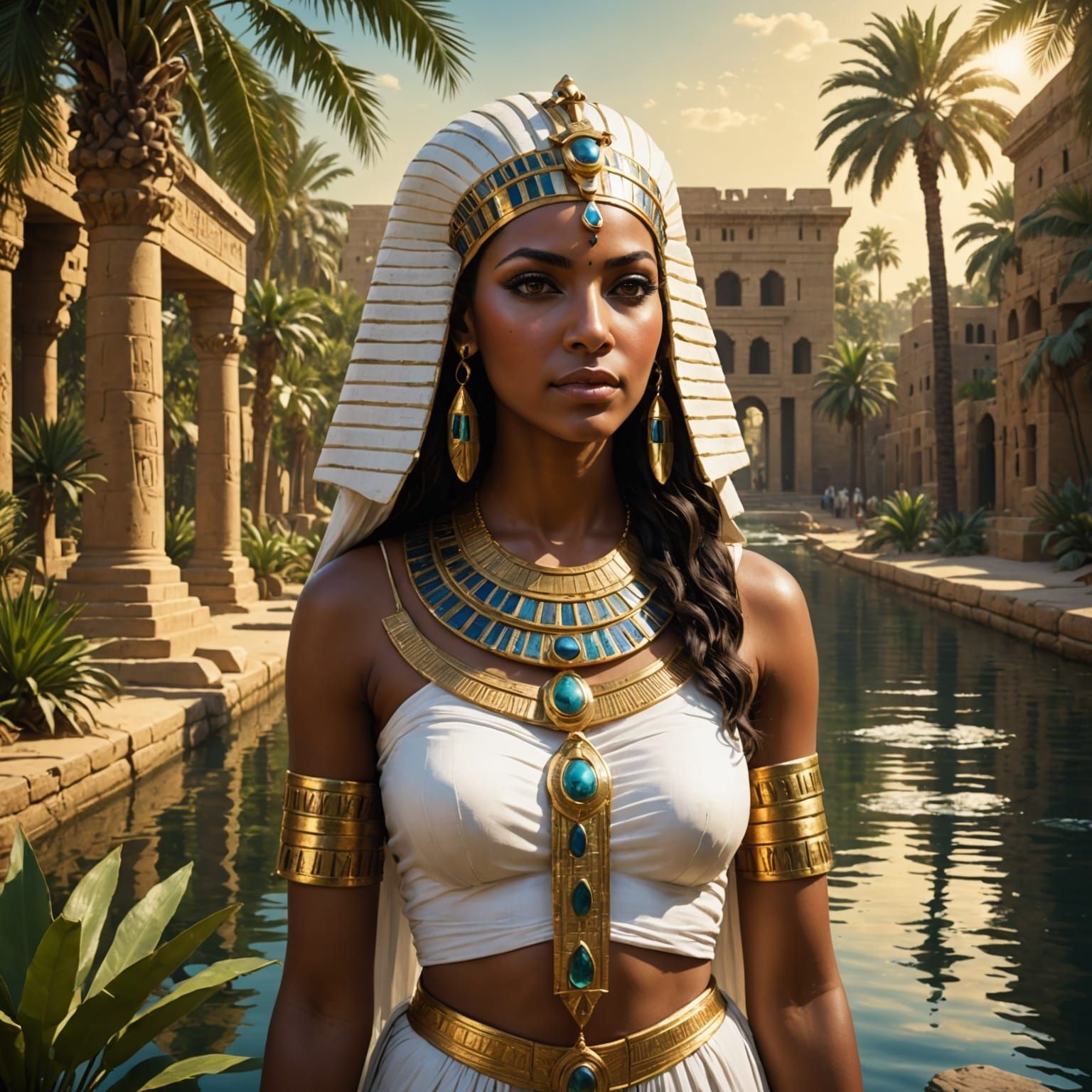 Ancient Egyptian Goddess in Golden Splendor