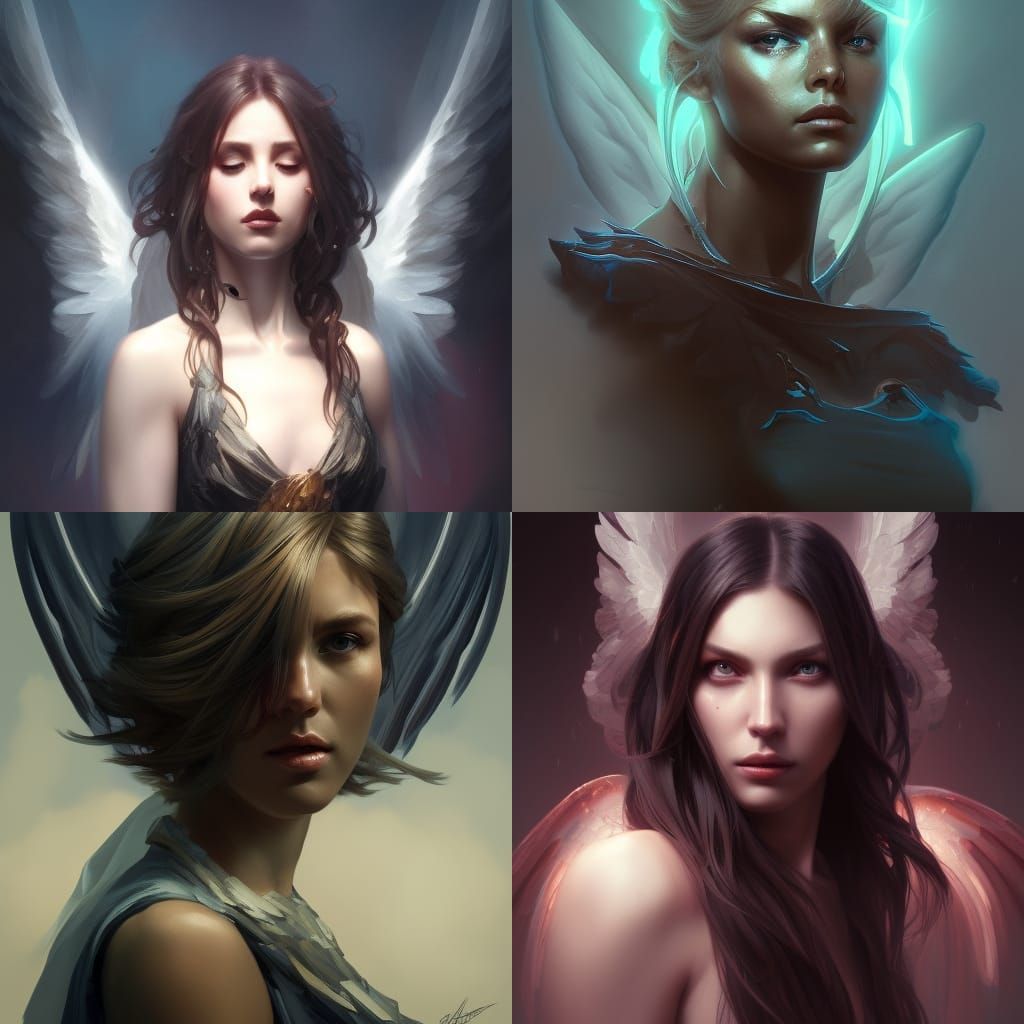 Dark Angel Portrait in Hyperdetailed Style