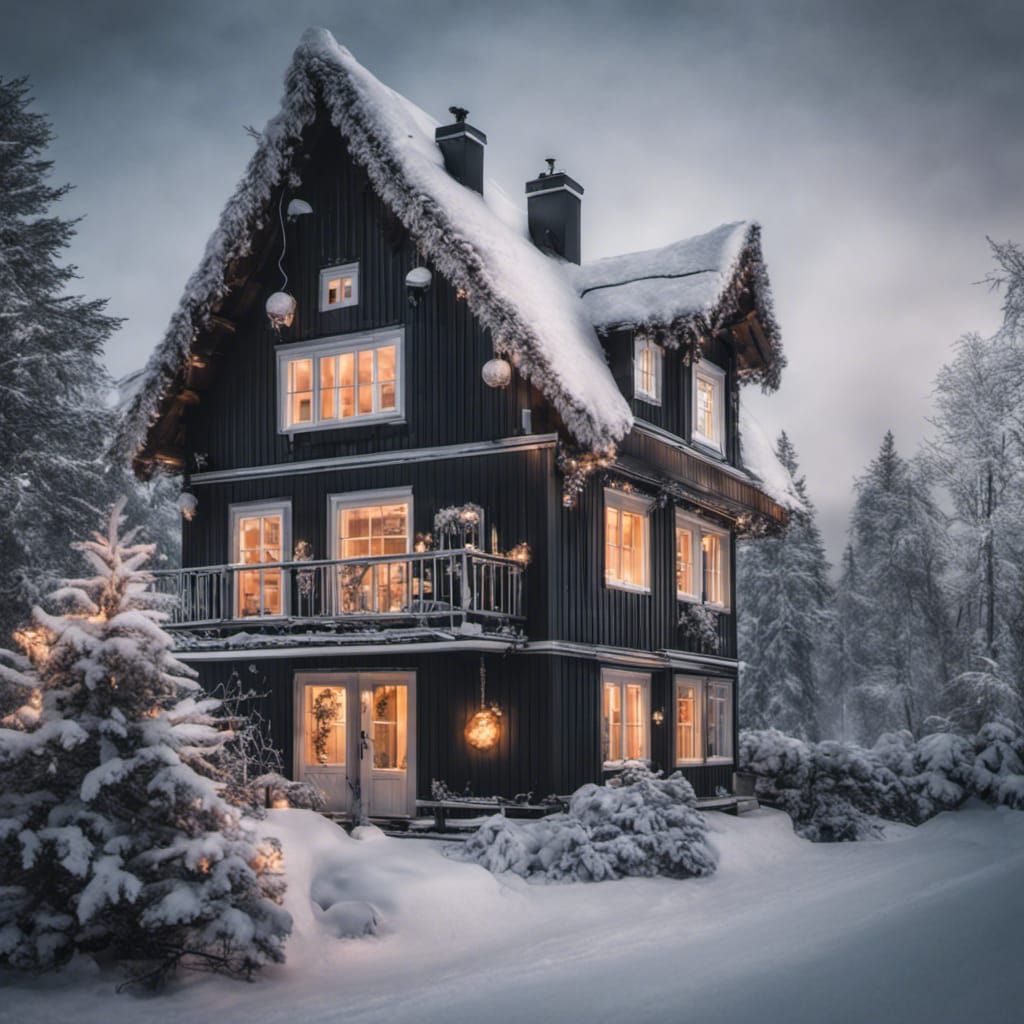 Cozy Scandinavian Winter Home with Christmas Tree
