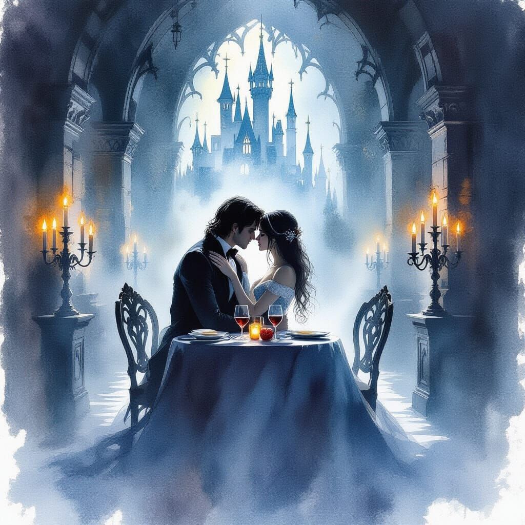 Ghostly Couple's Romantic Dinner in Haunted Castle