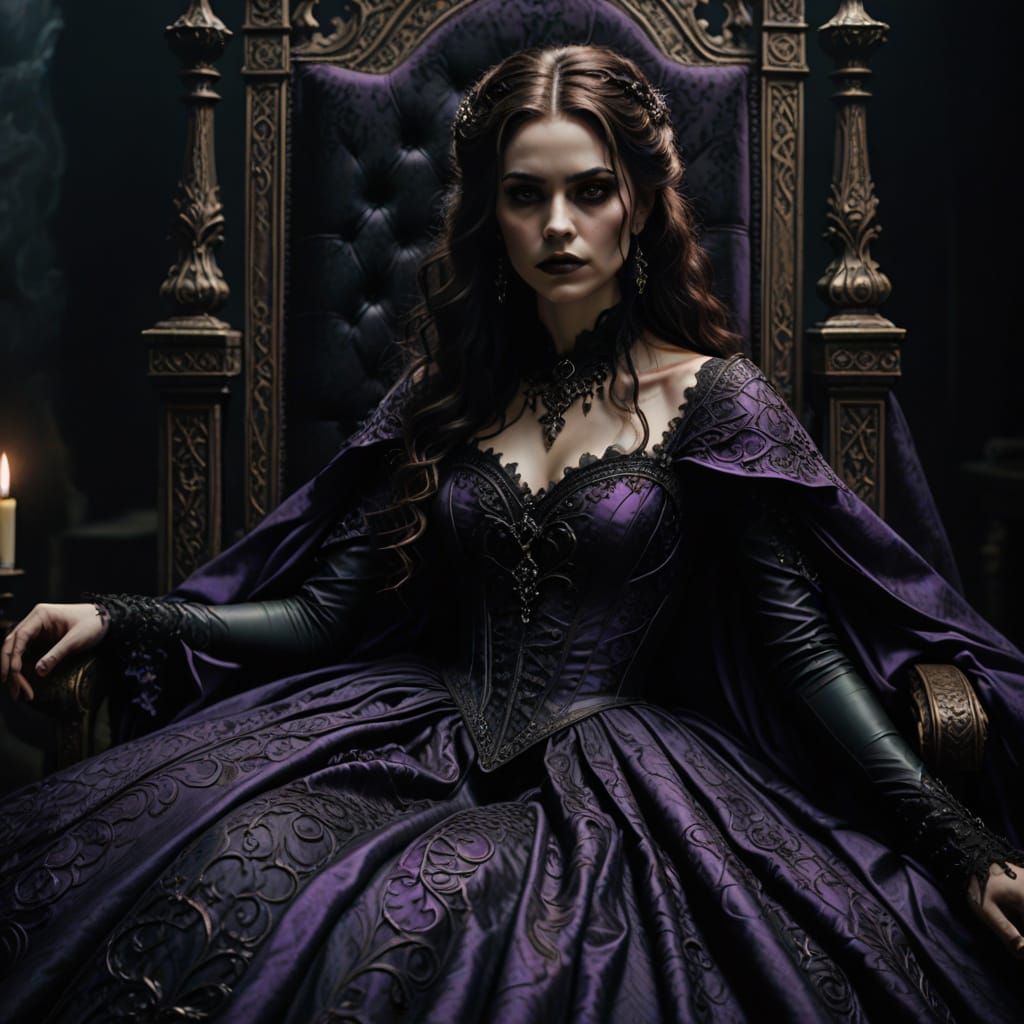 Gothic Vampire Goddess in Purple and Black
