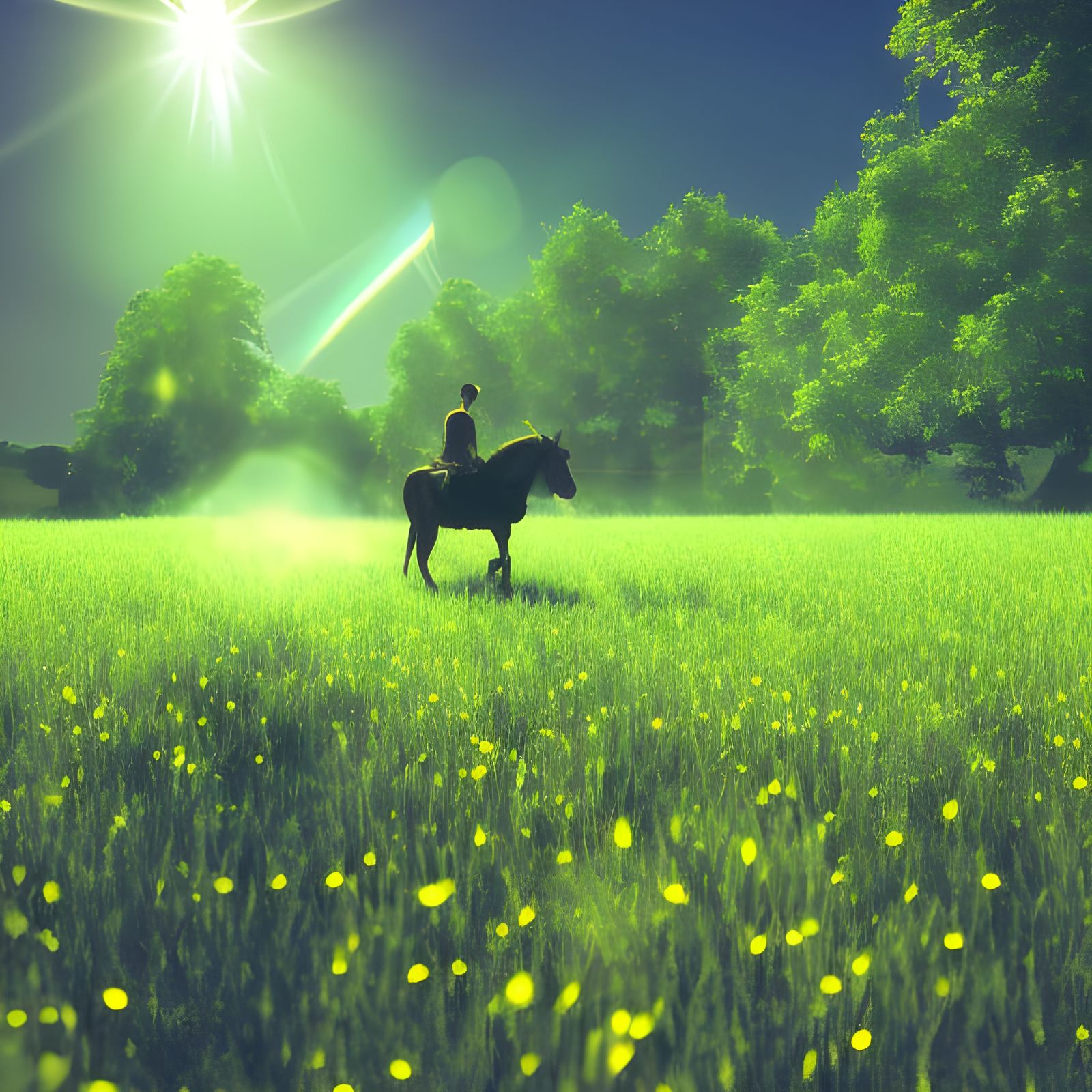 Knight on Horseback in Exploding Paint