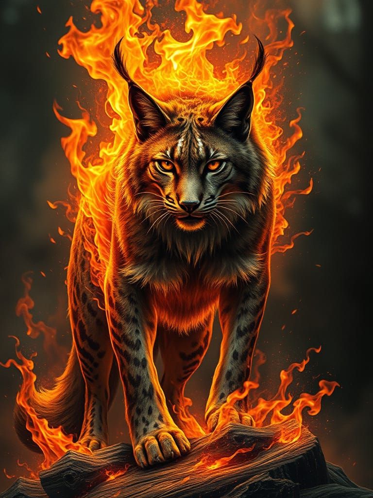 Flaming Lynx in Gothic Horror Style