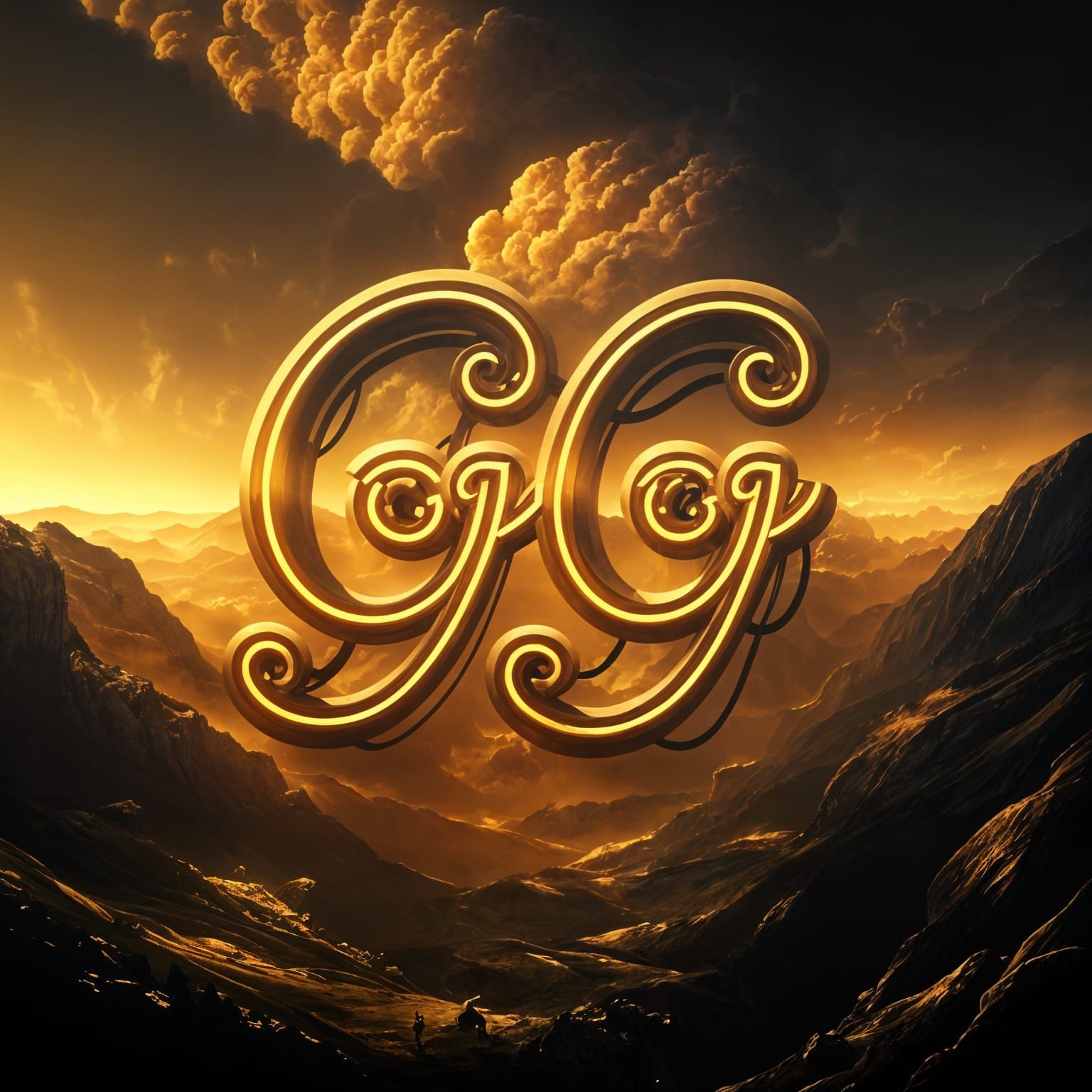 Stunning Neon Gold Logo in Maximalist Epic Oil Painting Styl...