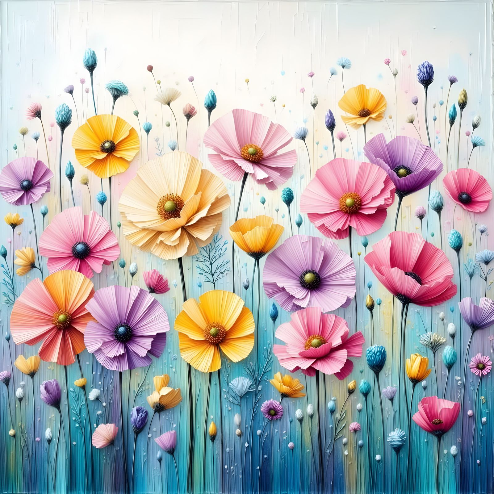 Impasto Floral Painting in Pastel Hues