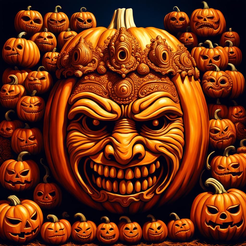 Dashanana Pumpkin Carving in Expressionist Style