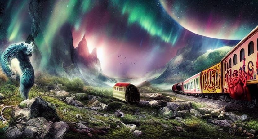 Circus Train Through Wild Landscape: Digital Matte Painting