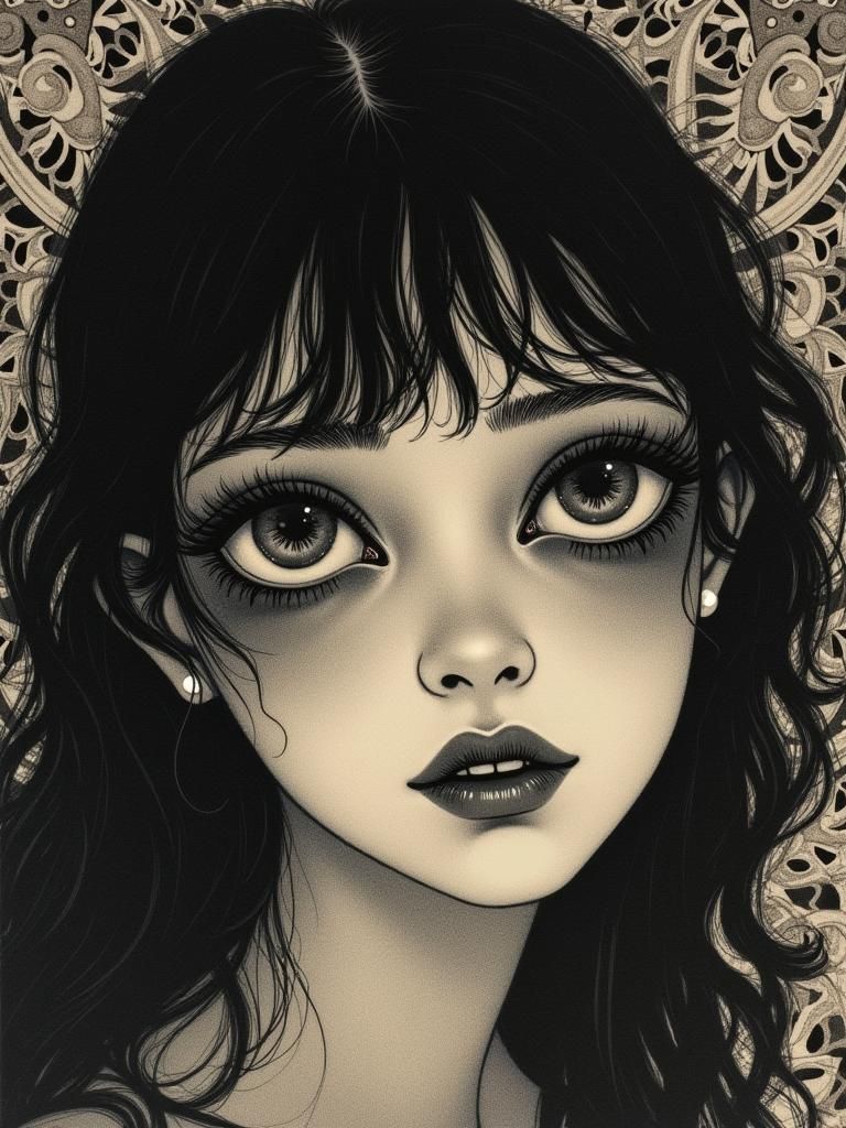 Surreal Crying Face in Fornasetti Style