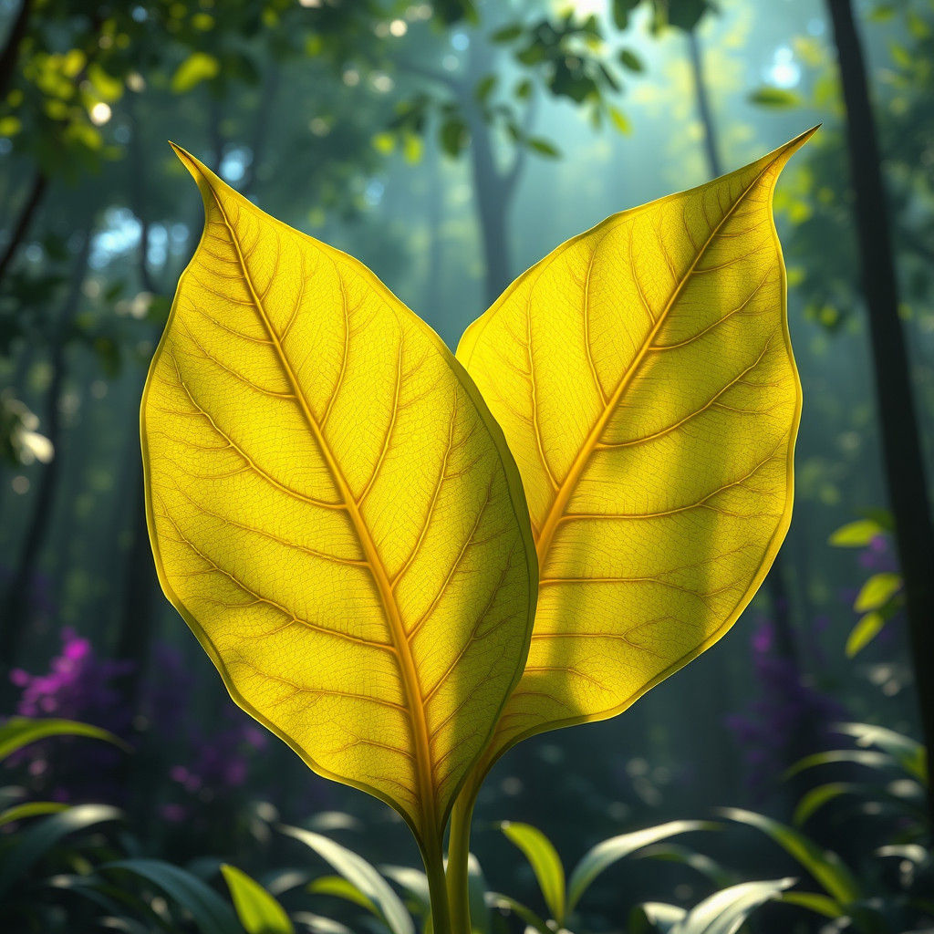 Luminous Leaves Embrace in Forest, 3D Rendered