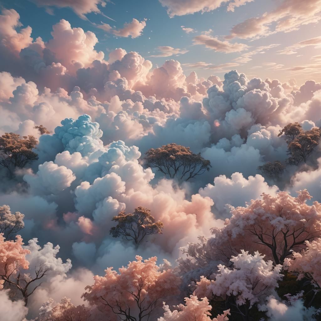 Dreamlike Altocirrus Clouds in Soft Pastel Hues