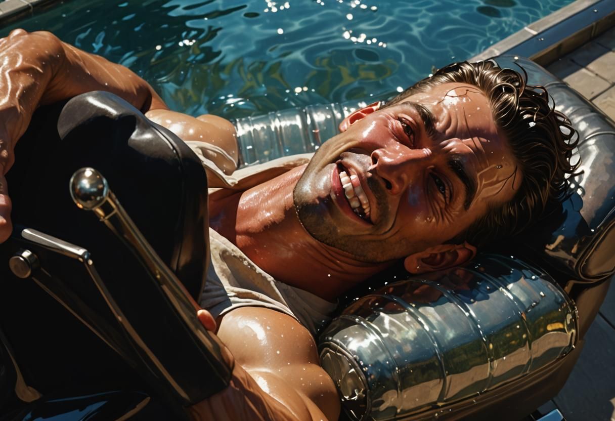 Glass Man Laughing Hysterically: Hyper-Realistic Digital Art