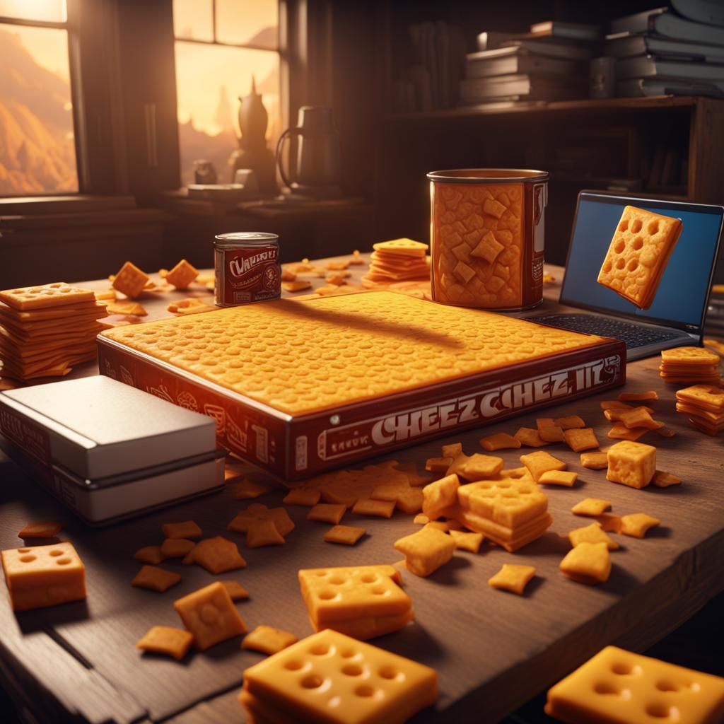 Desk of Cheez-Its: Detailed Matte Painting