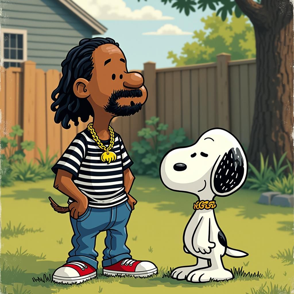 Snoop Dogg and Snoopy as Peanuts Comic
