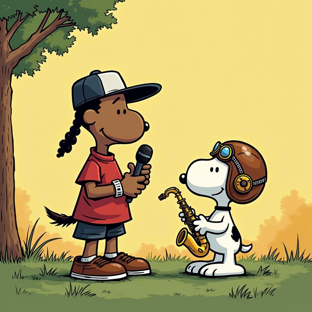 Snoop Dogg and Snoopy as Peanuts Comic
