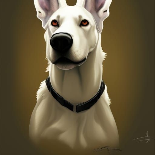 White Doberman in Comic Book Art Style