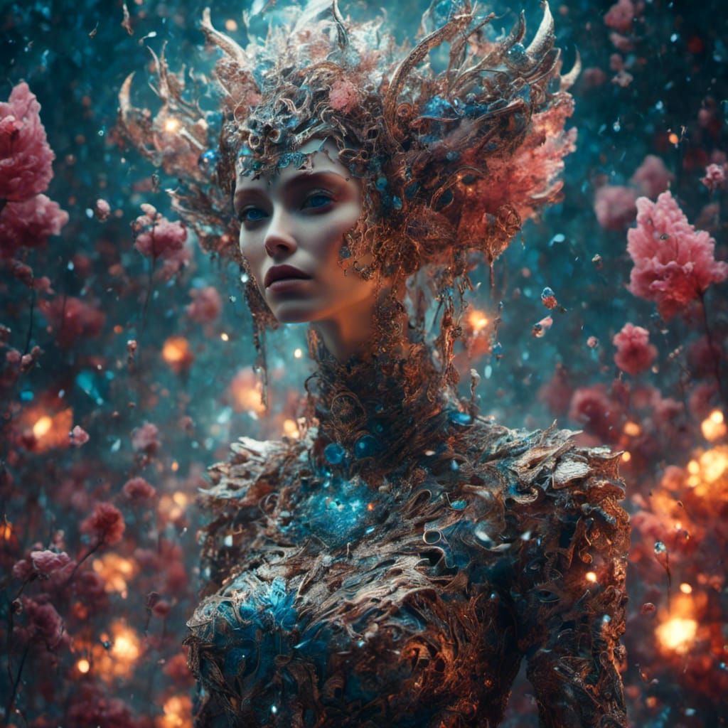 Bedazzling Surreal Scene with Macabre and Cute Elements