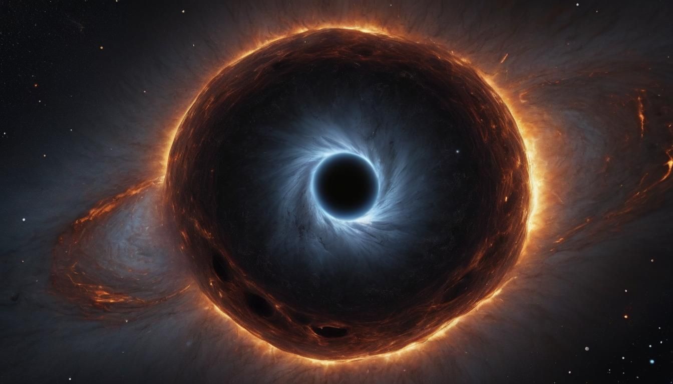 Hyperrealistic Black Hole Portrait with Anamorphic Flare
