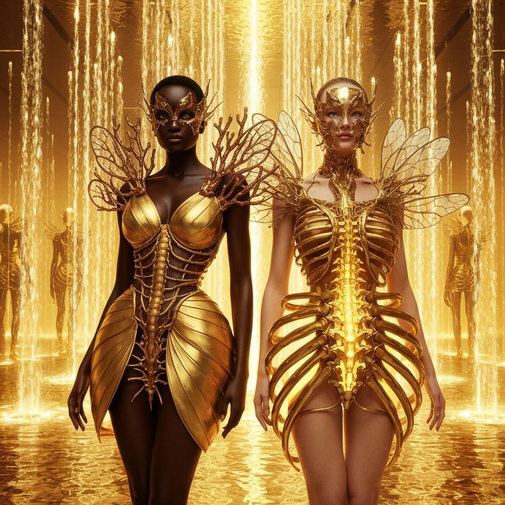 Divine Figures in Luminous Golden Chamber